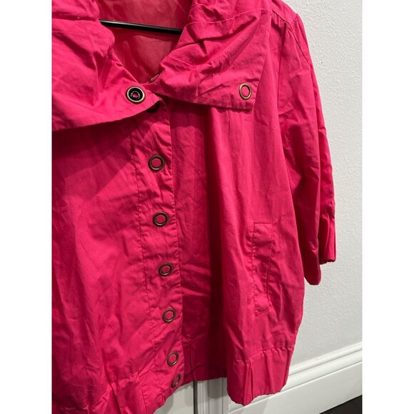 Route 66 Hot Pink Womens 3/4 Sleeve Jacket Large Collar Button Front - Picture 4 of 11